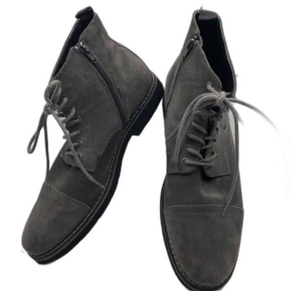 GBX Men's Gray Suede Leather Ankle Boots Cap Toe Yukka Side Zip 11M Footwear - Picture 4 of 15